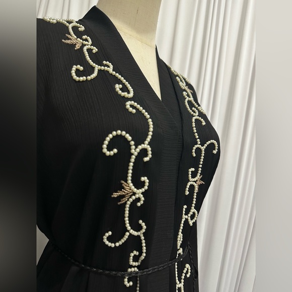 Black pearl beaded abaya dress - Picture 7 of 7